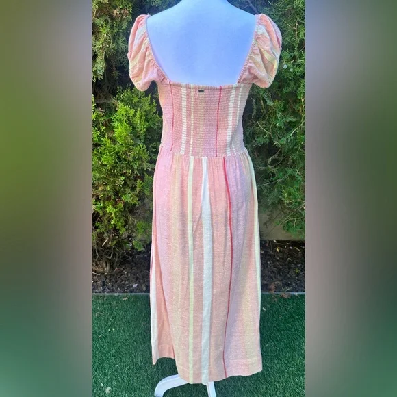 O'Neill Women’s/ Juniors Elijah Tie-Front Textured Striped Midi Dress - Picture 5 of 10